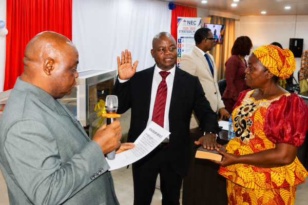 NEC Liberia to Submit US$72 Million Budget for 2029 Elections, Inducts New Executive Director